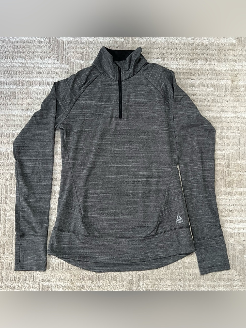 Reebok Women's 1/4 Zip Pullover Running Track Gray Vented Size S